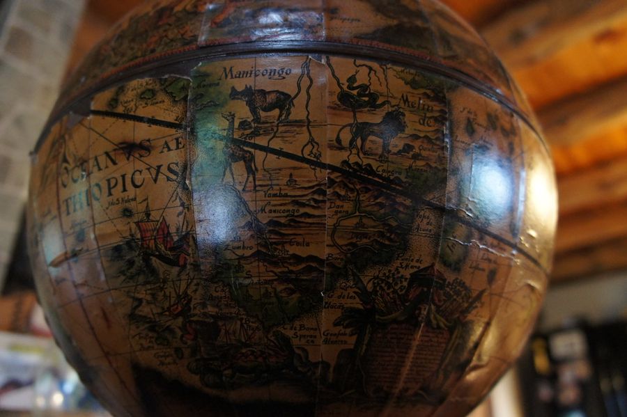 A classic desk globe, standard trivia-training equipment