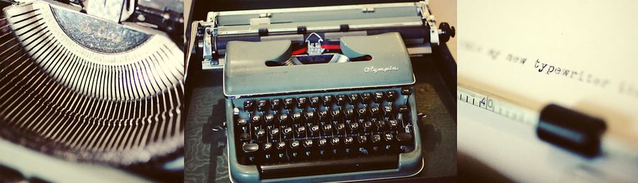 An old typewriter, the official machinery of Frank's Facts